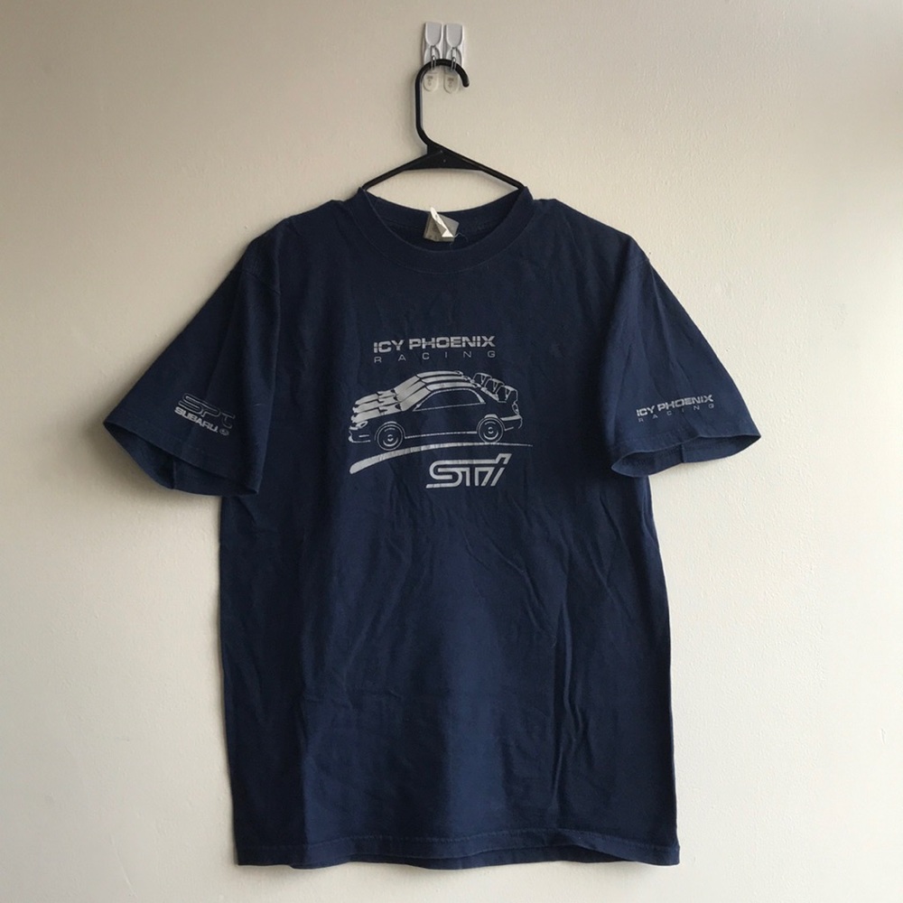 Blue Subaru Racing Hanes Beefy Tee